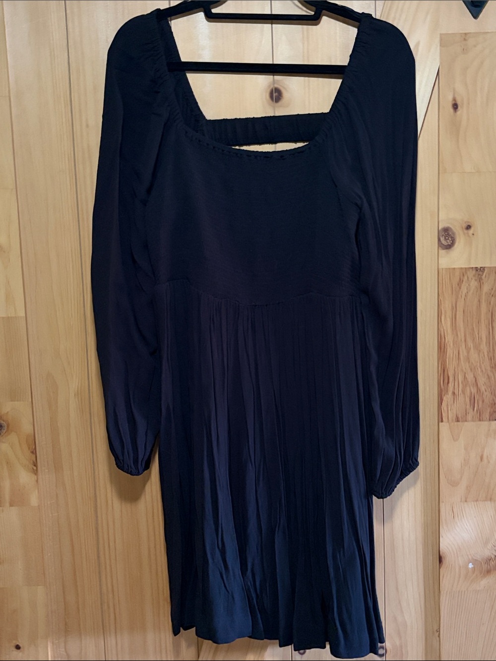 Old Navy Black Smocked Long-sleeved Dress with Open Back Detail